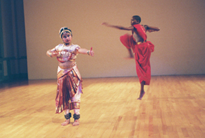Dancers: L to R - Sreshta Paranji, Kuchipudi, Wanjiru Kamuyu, modern dance.  Photographer: Julie Lemberger