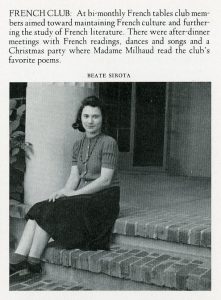 Beate Sirota – Mills College, 1942 – From an essay by Jeff Gottesfeld published on 17 June 2020 in pb-daily, a publication of The Jewish Book Council